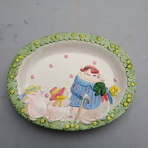 Vintage 1987 Fitz And Floyd Bacon And Eggs 3 Pigs Canape Tray Dish Japan